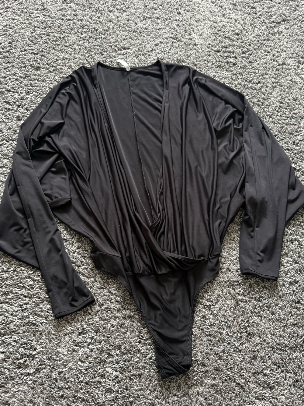 Amanda Uprichard Black Stretch Bodysuit with Surplice Neckline